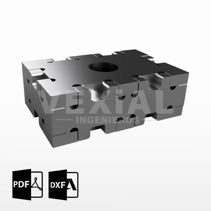 PLANOS PARA FABRICAR BLOQUE DE FIJACIÓN 25x50x75mm (plancha 6mm) (2 versiones)