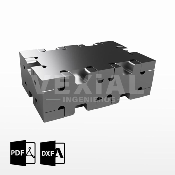 PLANOS PARA FABRICAR BLOQUE DE FIJACIÓN 25x50x75mm (plancha 6mm) (2 versiones)
