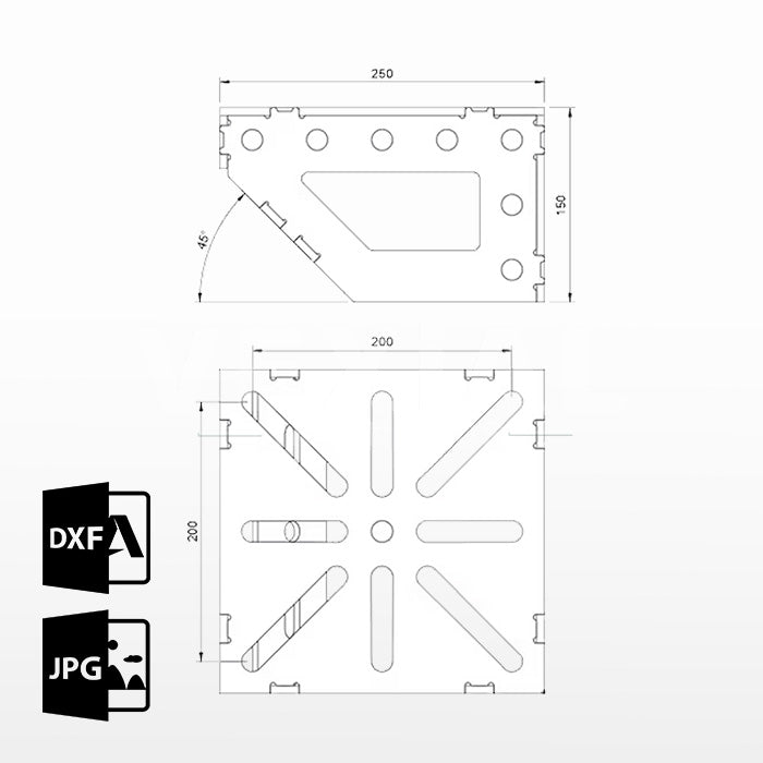 PLANOS PARA EXTENSION MULTIPLE 200x200x150x6mm