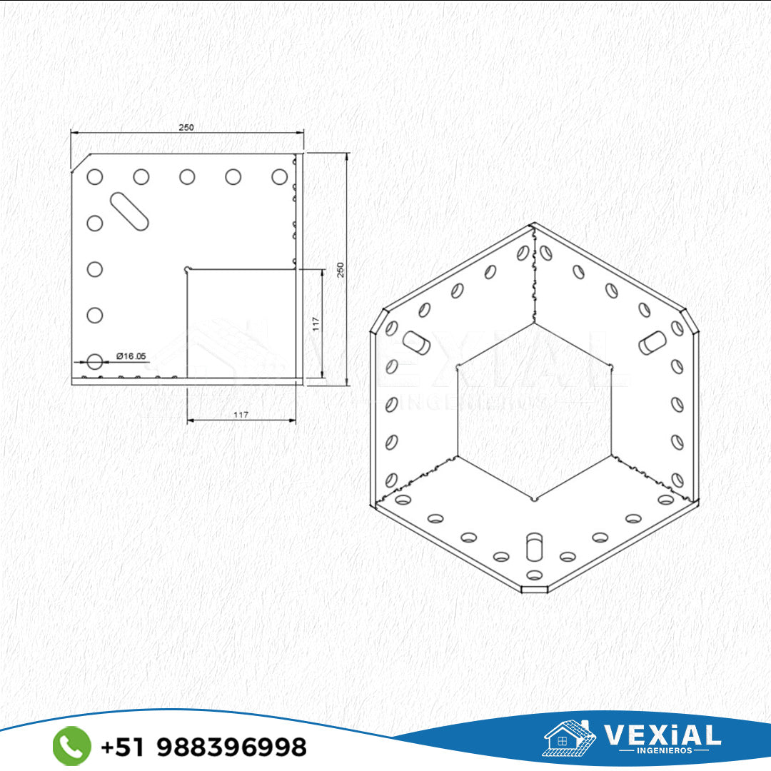 PLANOS DE SUJECION DE ESQUINAS PARA MESAS DE SOLDADURA (150x150×67×8 mm)