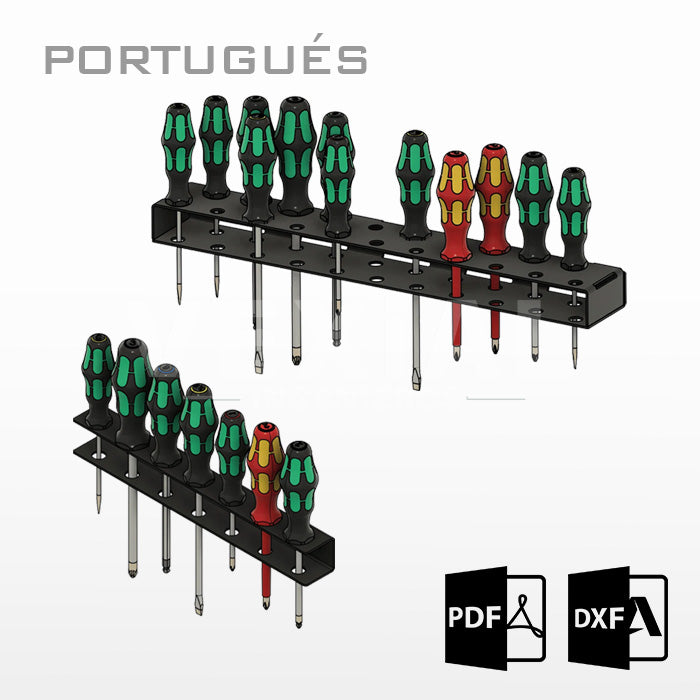 PLANOS PARA ORGANIZADOR DE PARED DE DESTORNILLADORES - 2 TAMAÑOS