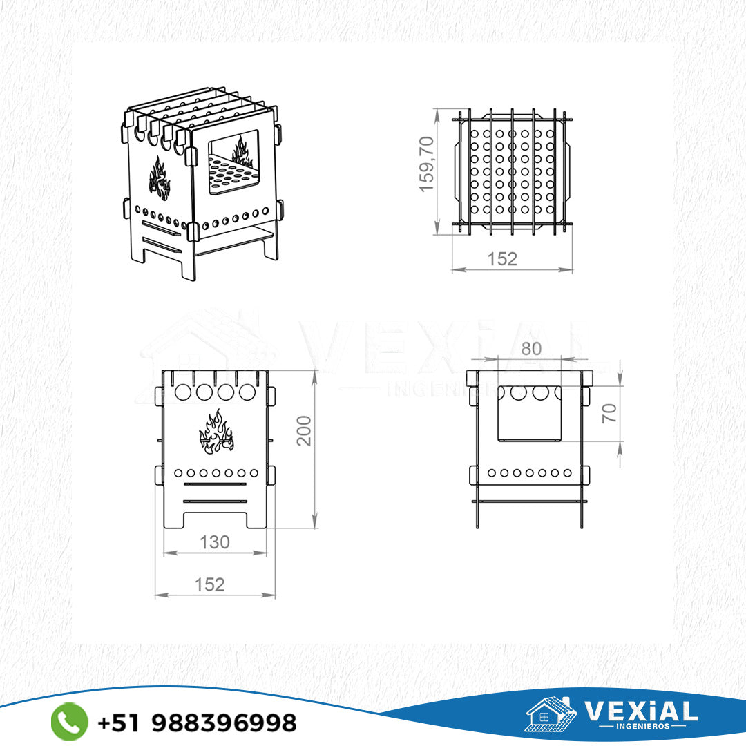 ARCHIVOS PARA FABRICAR HORNILLO PORTATIL PARA CAMPING (159x152x200(h) mm)