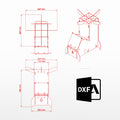 ARCHIVOS DXF PARA FOGON BASE COHETE ((465 x 459 x 465(h)) - MALETIN