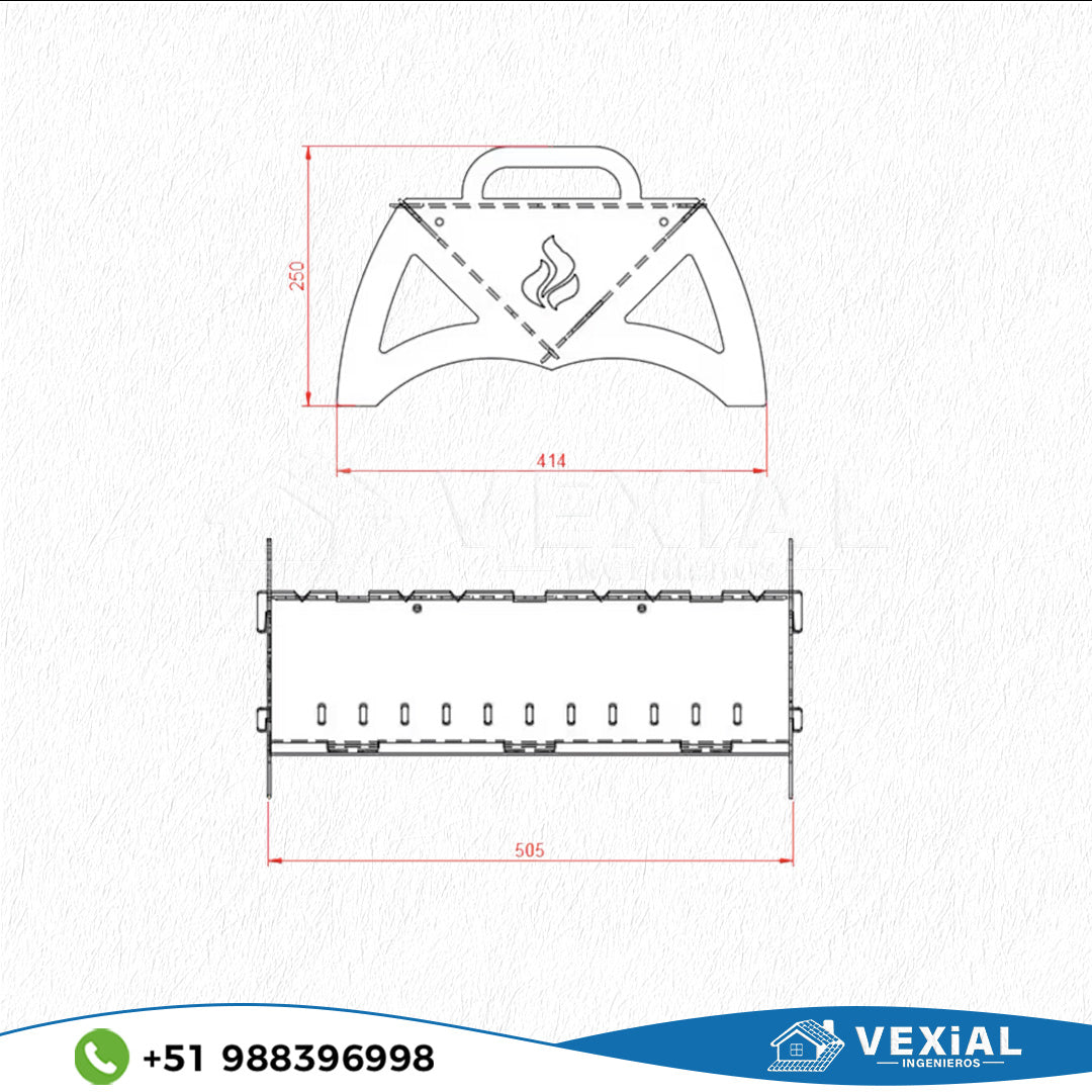 ARCHIVOS DXF PARA BRASERO PORTATIL (505x414x250(h)mm) - MALETIN