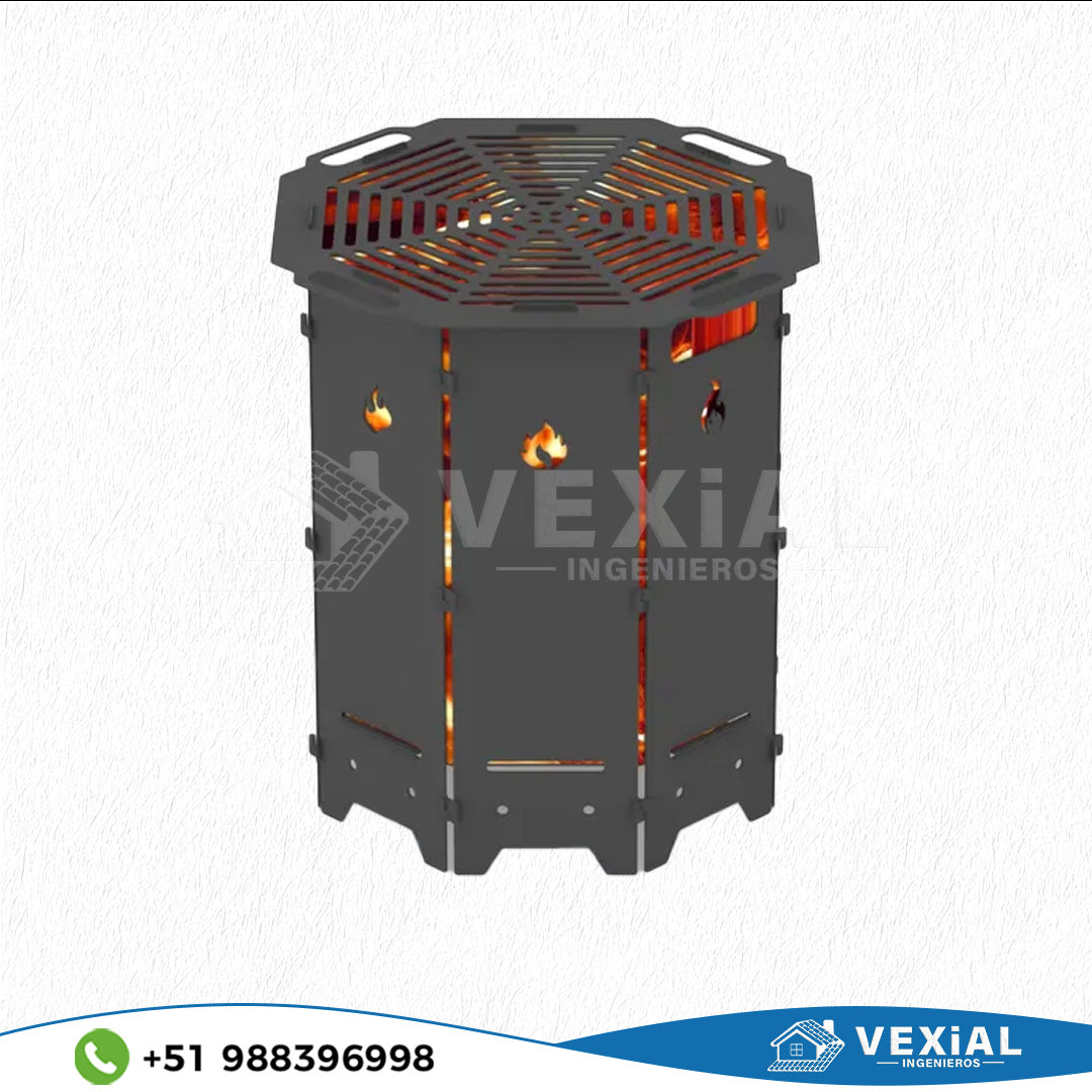 ARCHIVOS DXF PARA PARRILLA EXAGONAL PLEGABLE (469x469x508(h)mm) - MALETIN