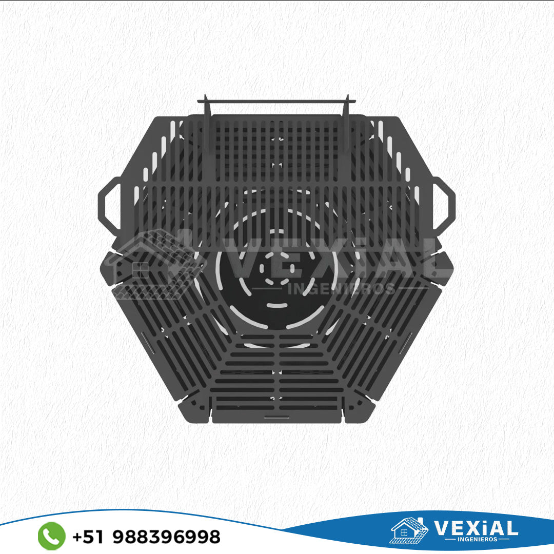 ARCHIVOS DXF PARA PARRILLA BAJA EXAGONAL PLEGABLE (469 x 469 x 453(h)+277(h)) - MALETIN