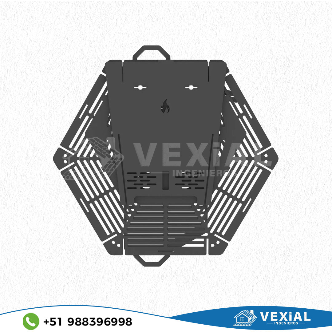 ARCHIVOS DXF PARA PARRILLA BAJA EXAGONAL PLEGABLE (469 x 469 x 453(h)+277(h)) - MALETIN