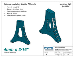 Planos para Caballete Modular de soldadura - Acero de 6mm o 1/4"