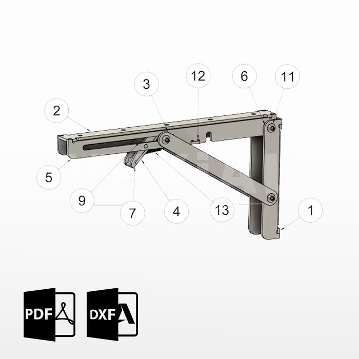 PLANOS PARA SOPORTE PLEGABLE DE ESTANTE 12" (300mm)