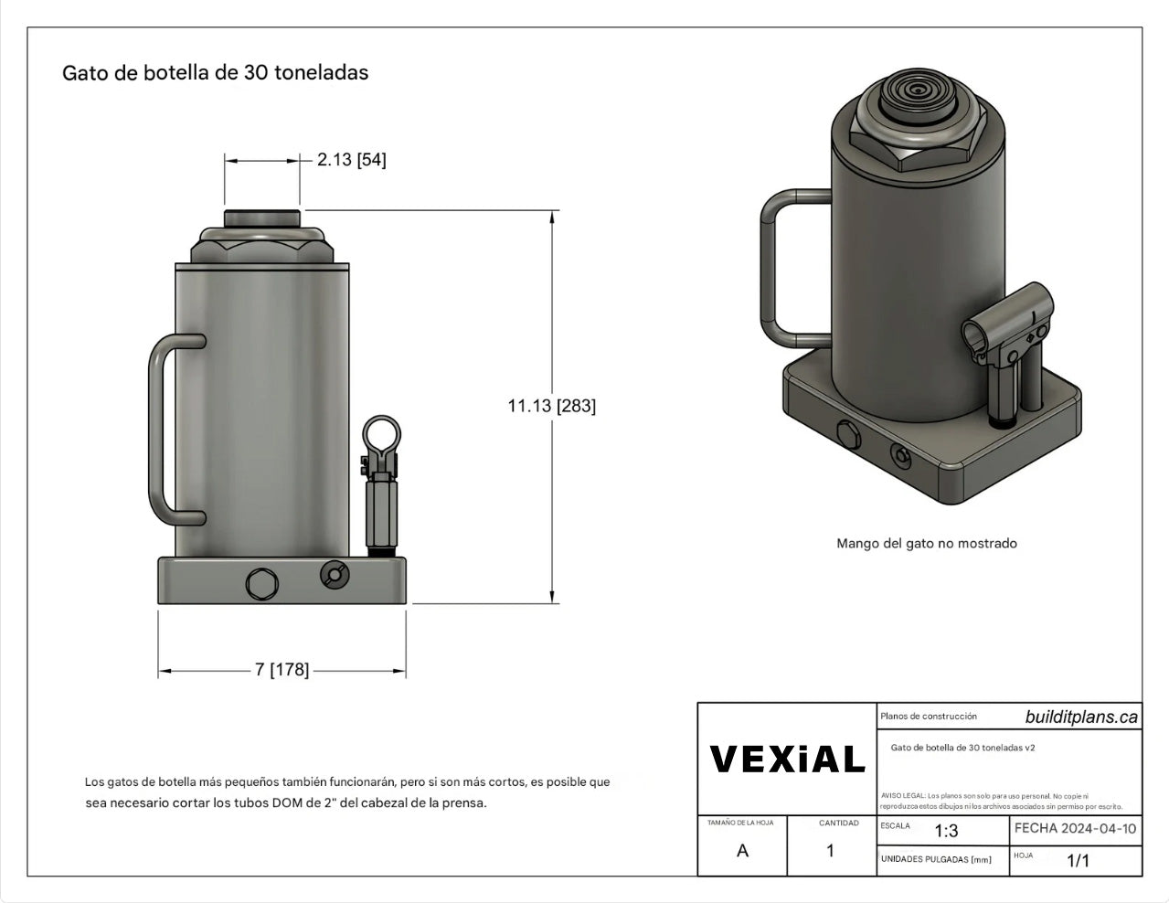 PLANOS PARA PRENSA PLEGADORA DE 30 TONELADAS (PDF + DXF) PARA TRABAJO PESADO