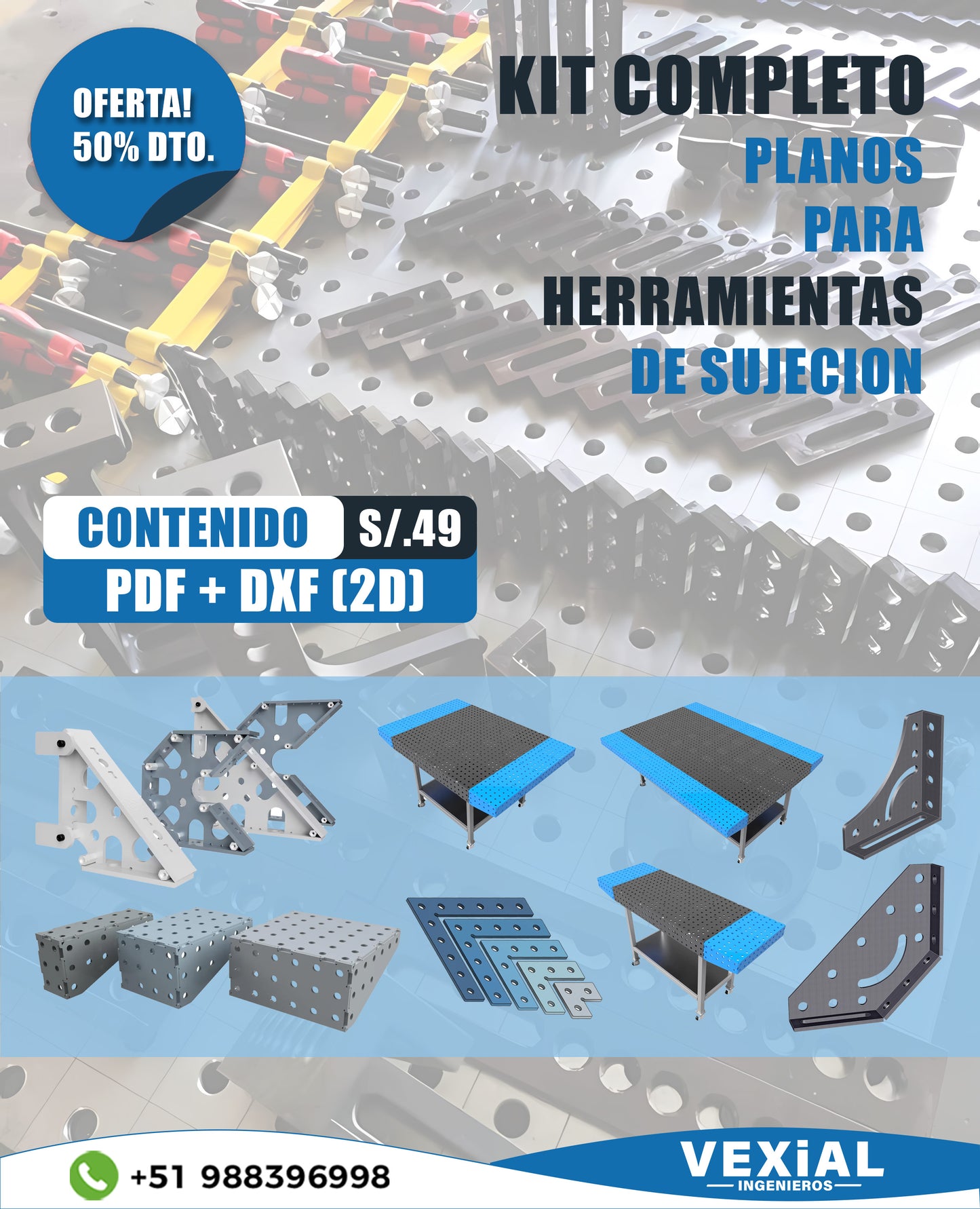 KIT COMPLETO - PLANOS PARA HERRAMIENTAS DE SUJECION (plancha 6mm)