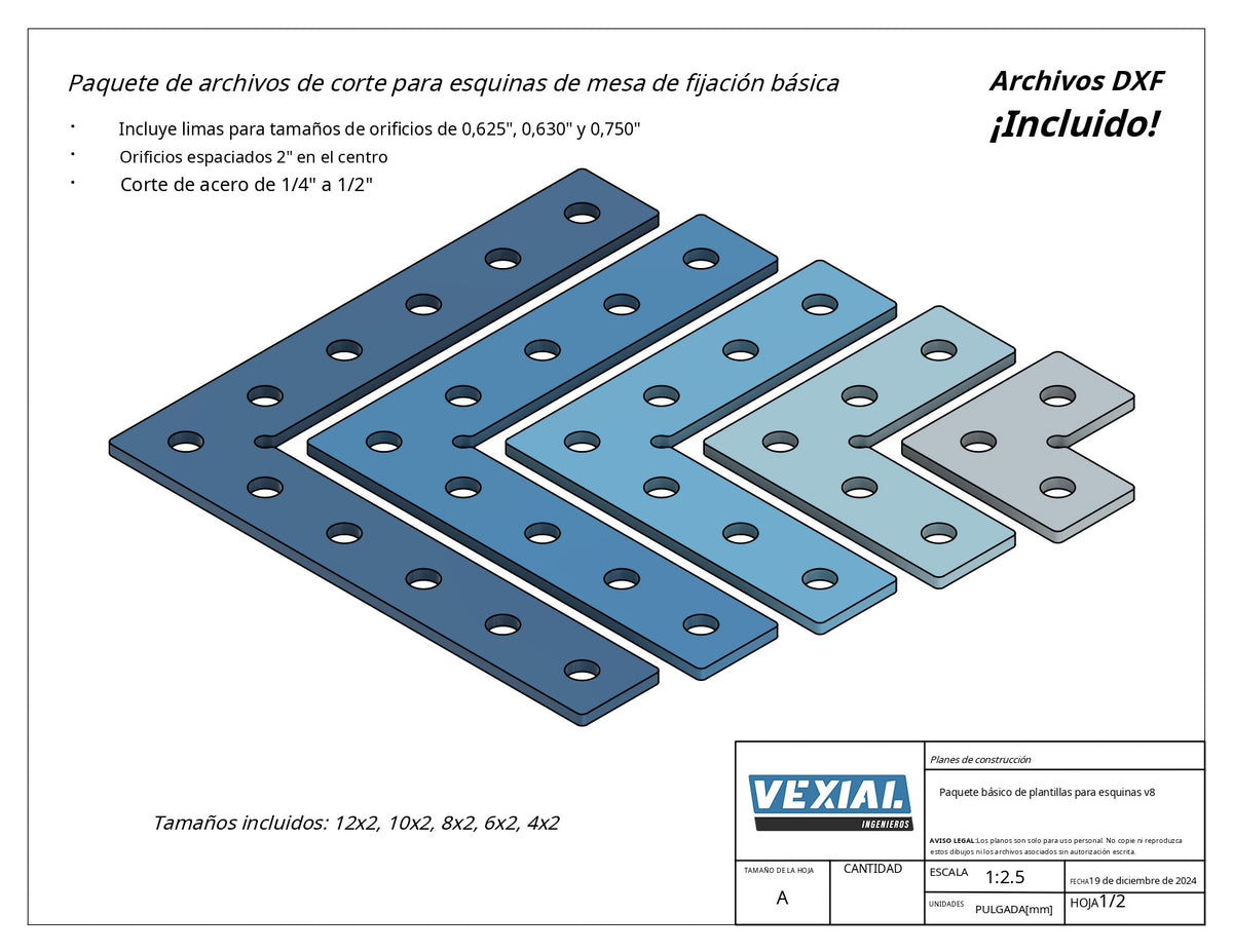 Kit de Topes de Esquina - Acero de  6mm o 1/4"