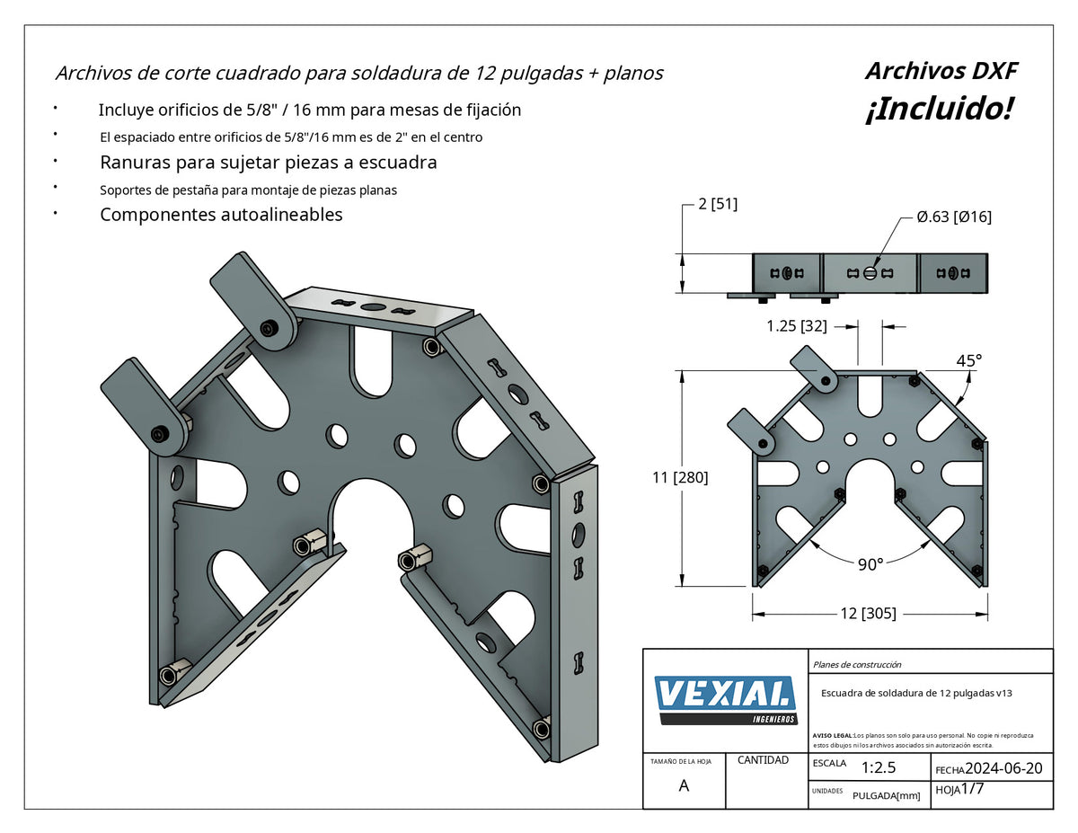 Kit de escuadras y triángulos de fijación — Acero 6mm o 1/4"