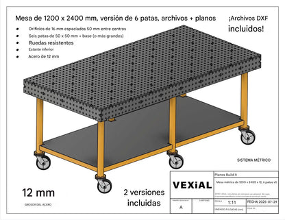 MESA DE SUJECIÓN PARA SOLDADOR (2400x1200x1000(h)mm) (plancha 12mm)