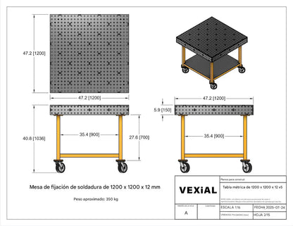 PLANOS MESA DE SUJECION PARA SOLDADOR (1200x1200x1000(h)mm) (plancha 12mm)