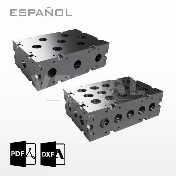 PLANOS PARA FABRICAR BLOQUE DE FIJACIÓN 50x100x150mm (plancha 6mm) (2 versiones)