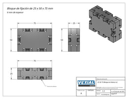 Planos para Fabricar Bloque de Fijación 25x50x75mm - Plancha 6mm o 1/4" - 2 Versiones