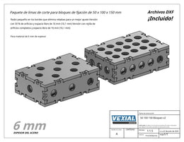 Planos para Fabricar Bloque de Fijación 50x100x150mm - Plancha 6mm o 1/4" - 2 Versiones