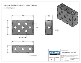 Planos para Fabricar Bloque de Fijación 50x100x150mm - Plancha 6mm o 1/4" - 2 Versiones