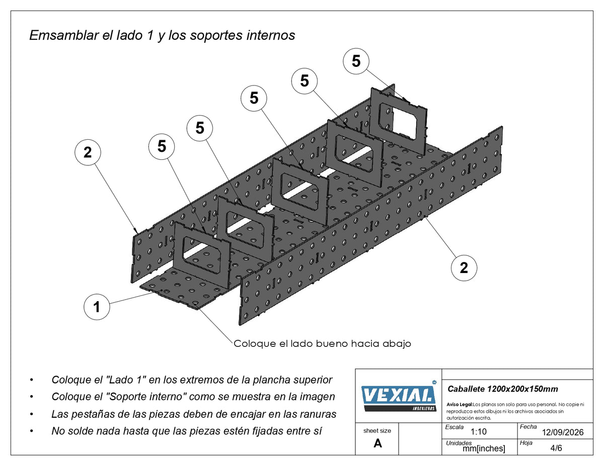 Planos para Caballete Modular de soldadura - Acero de 4mm o 3/16"