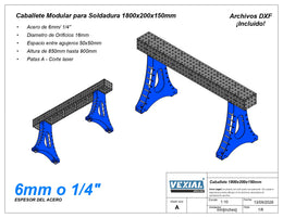 Planos para Caballete Modular de soldadura - Acero de 6mm o 1/4"