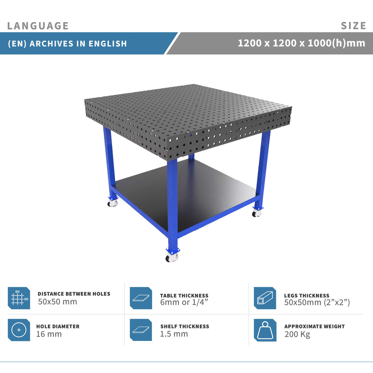 Planos para Mesas Modulares de Soldadura - Acero de 6mm o 1/4"