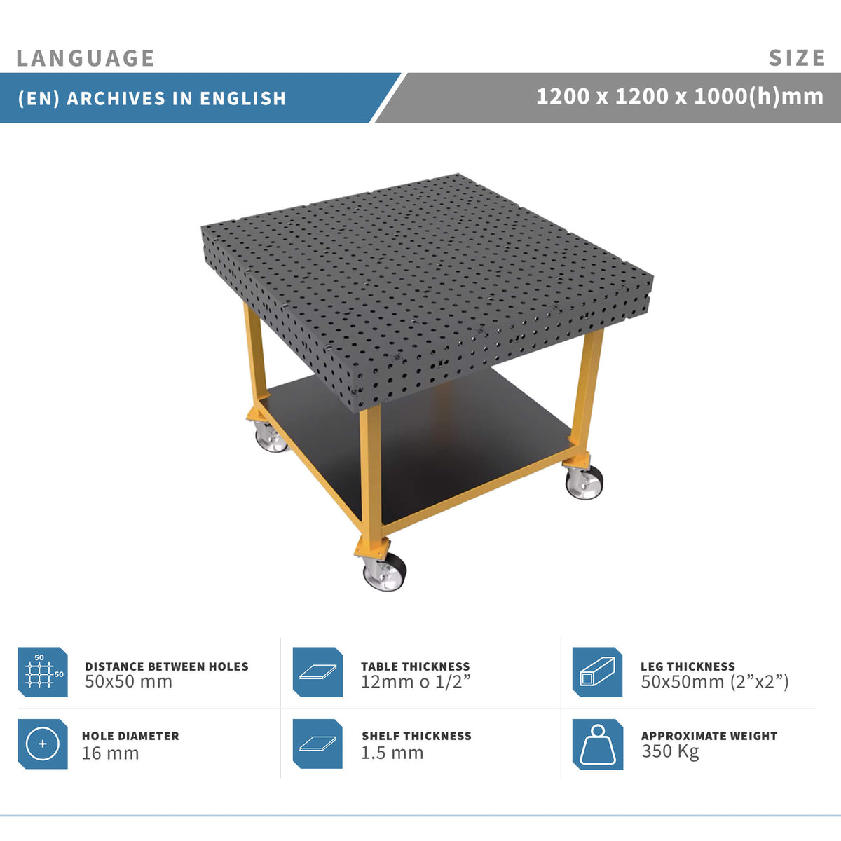 Planos para Mesas Modulares de Soldadura - Acero de 12mm o 1/2"
