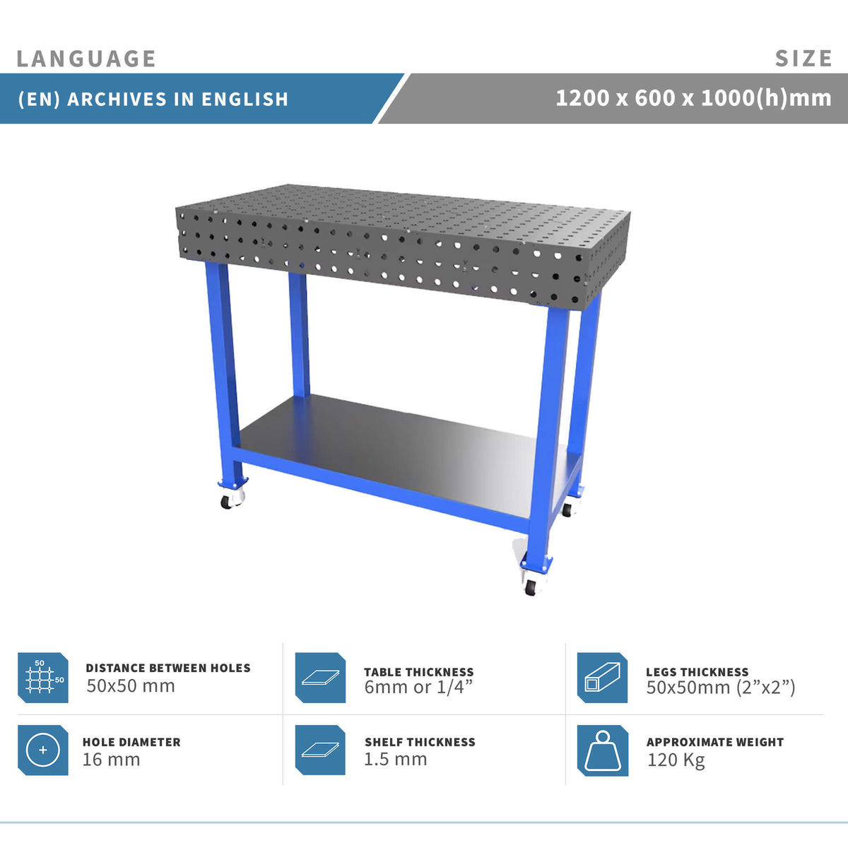 Planos para Mesas Modulares de Soldadura - Acero de 6mm o 1/4"