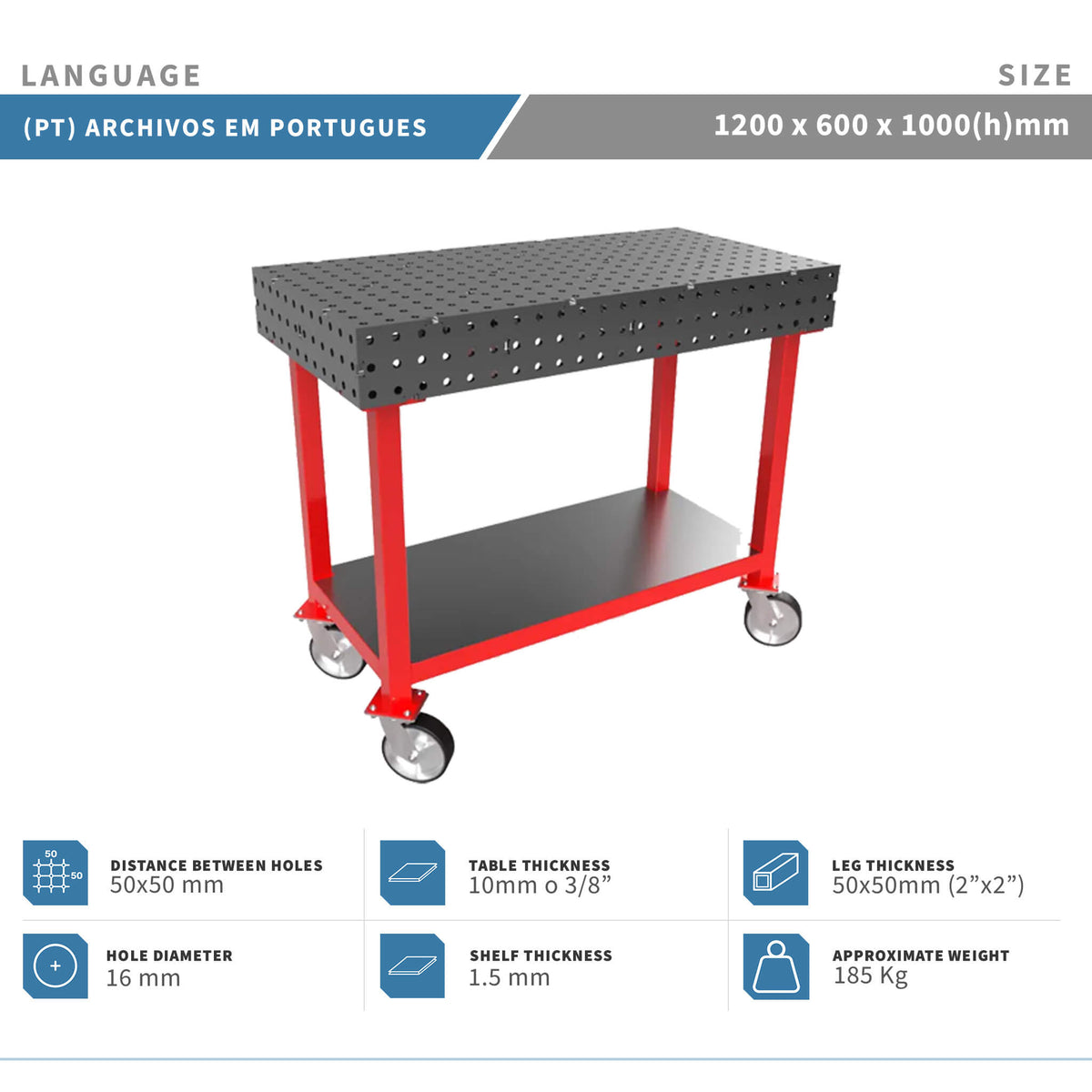 Planos para Mesas Modulares de Soldadura - Acero de 10mm o 3/8"
