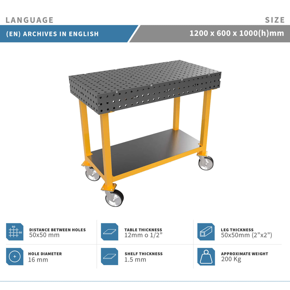Planos para Mesas Modulares de Soldadura - Acero de 12mm o 1/2"