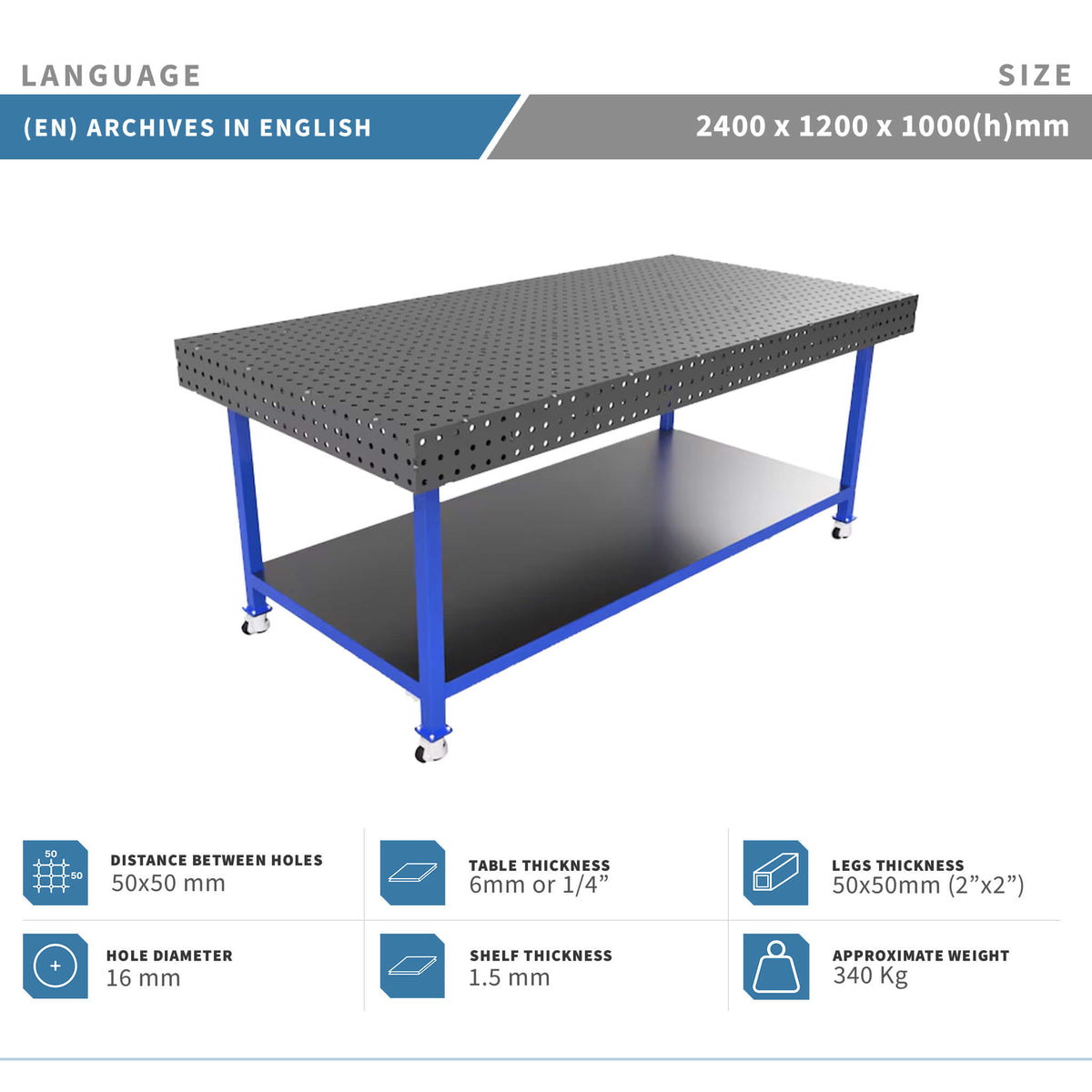 Planos para Mesas Modulares de Soldadura - Acero de 6mm o 1/4"