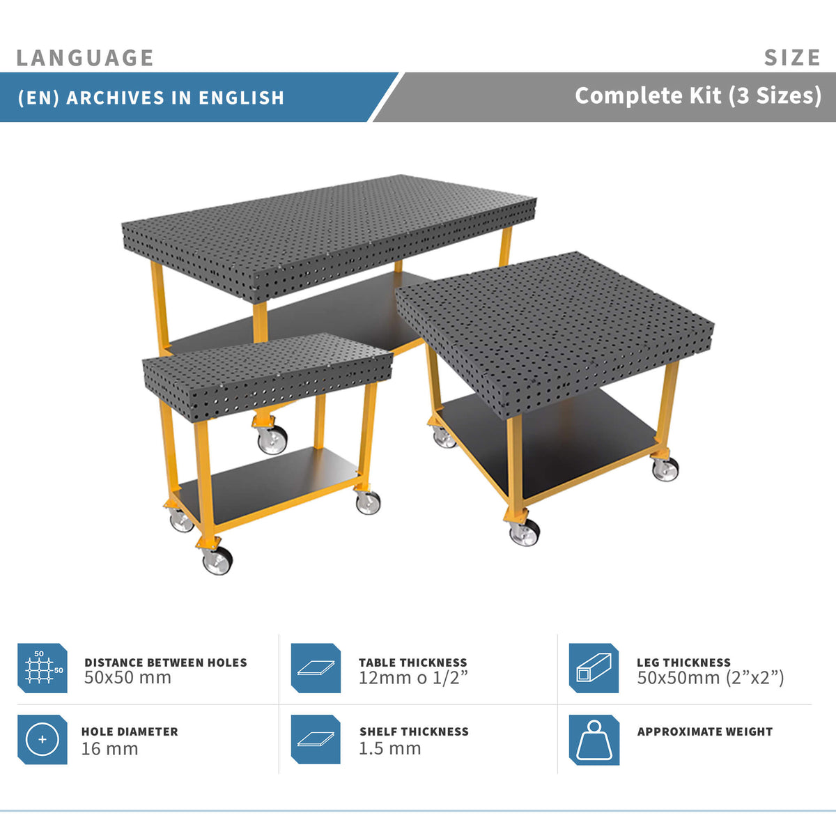 Planos para Mesas Modulares de Soldadura - Acero de 12mm o 1/2"