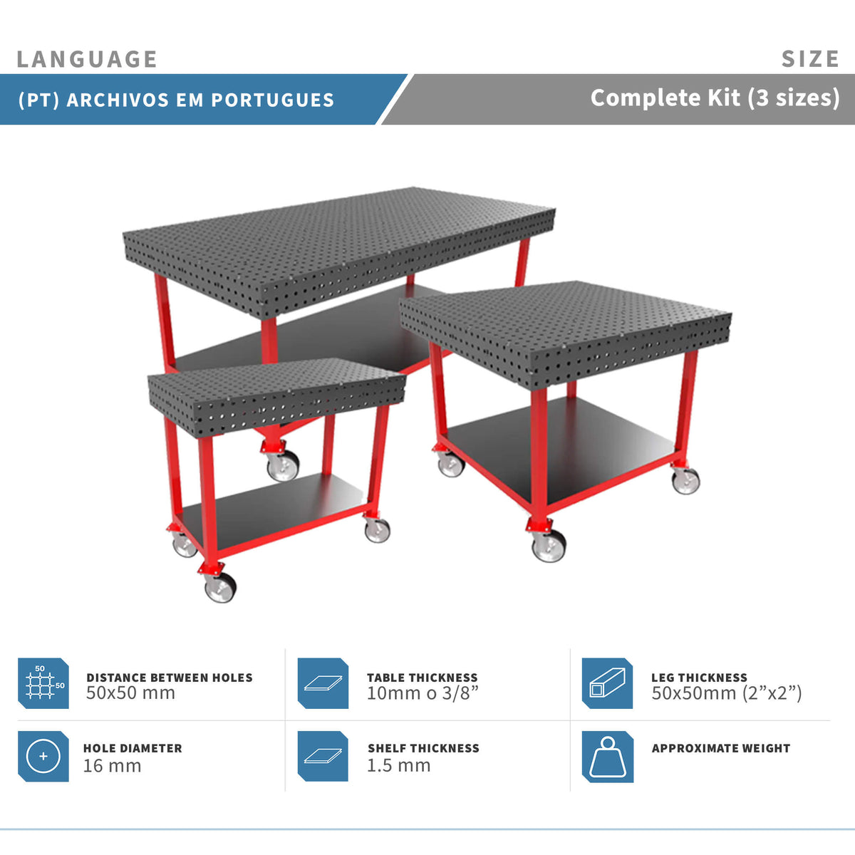 Planos para Mesas Modulares de Soldadura - Acero de 10mm o 3/8"
