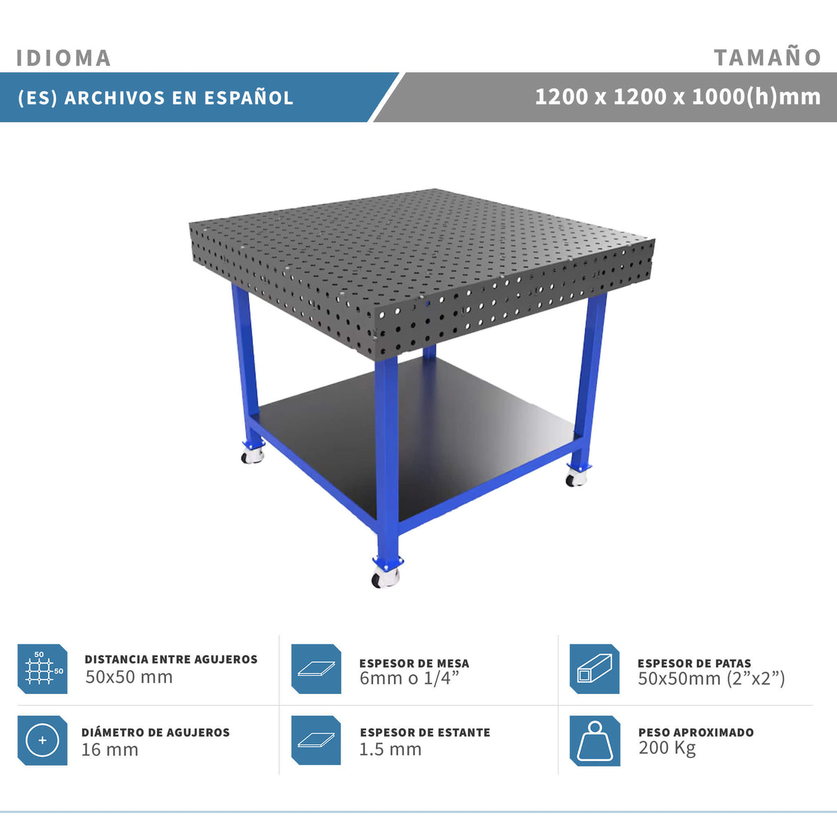 Planos para Mesas Modulares de Soldadura - Acero de 6mm o 1/4"