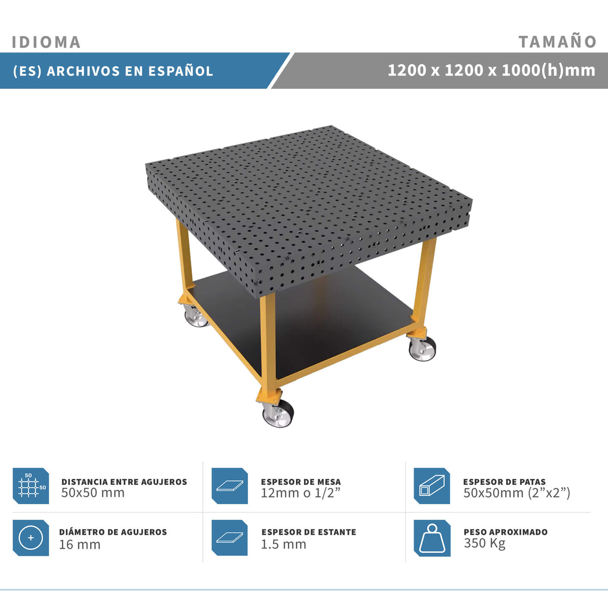 Planos para Mesas Modulares de Soldadura - Acero de 12mm o 1/2"