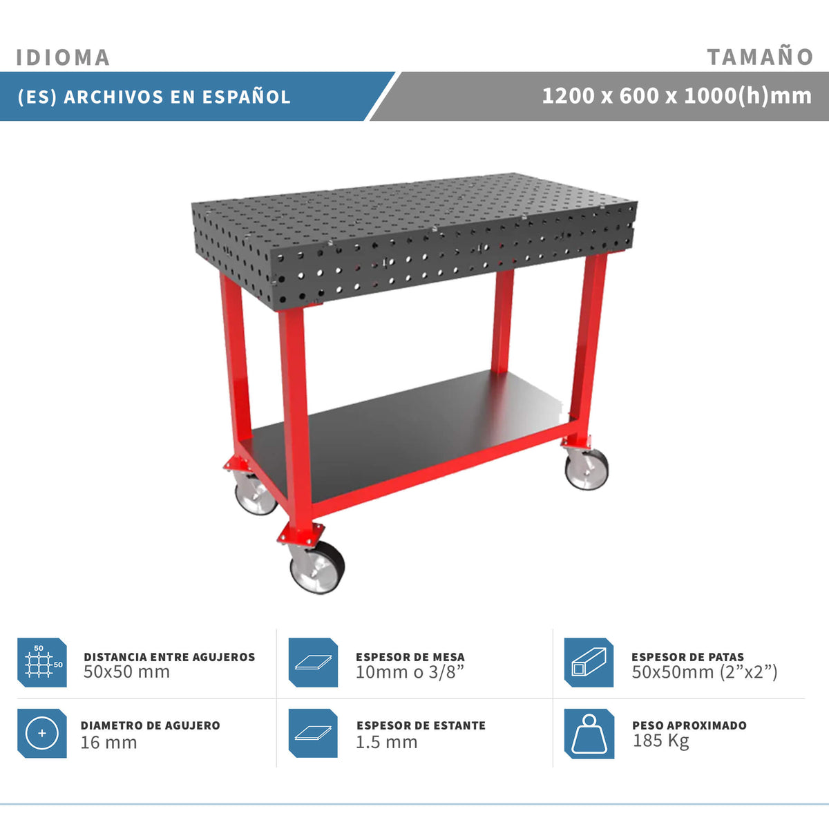 Planos para Mesas Modulares de Soldadura - Acero de 10mm o 3/8"