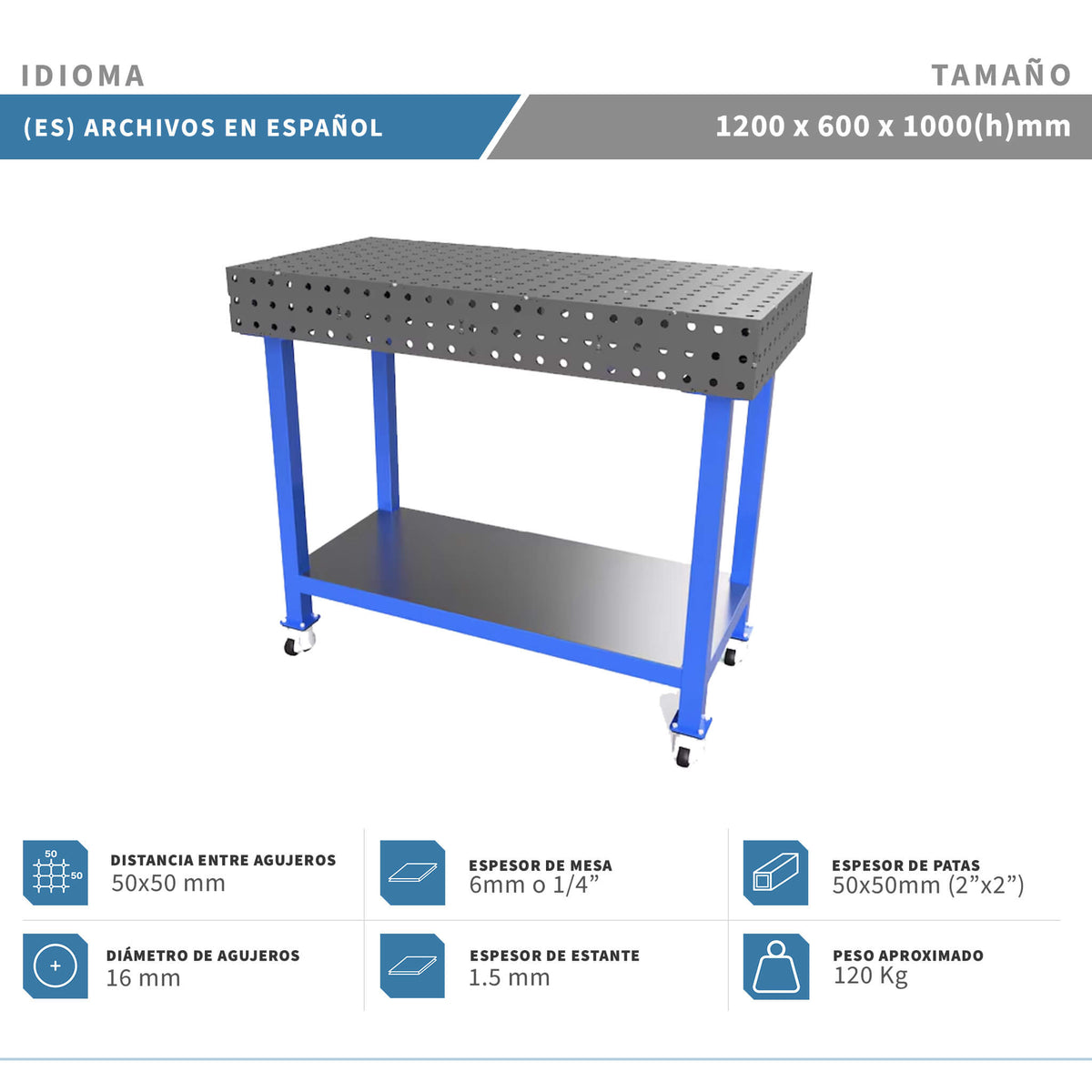 Planos para Mesas Modulares de Soldadura - Acero de 6mm o 1/4"