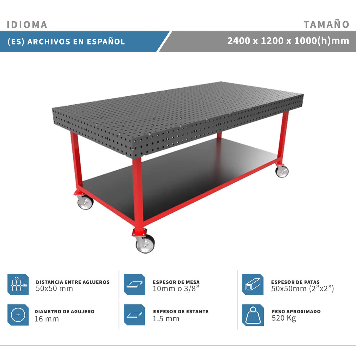 Planos para Mesas Modulares de Soldadura - Acero de 10mm o 3/8"