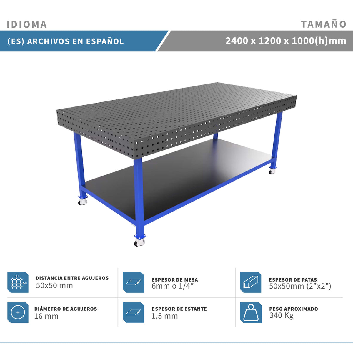 Planos para Mesas Modulares de Soldadura - Acero de 6mm o 1/4"