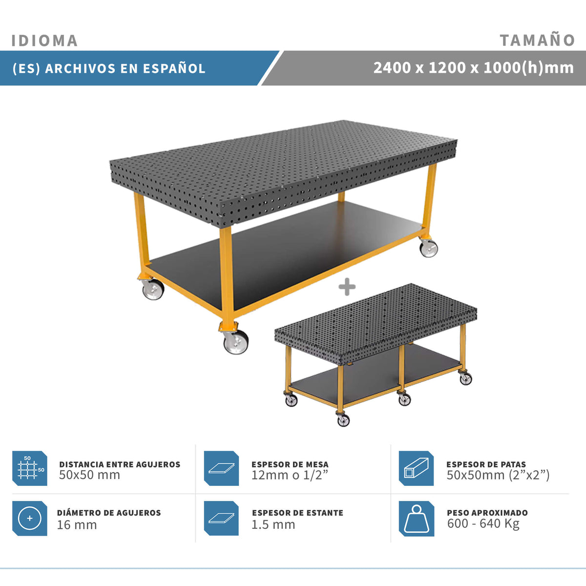 Planos para Mesas Modulares de Soldadura - Acero de 12mm o 1/2"