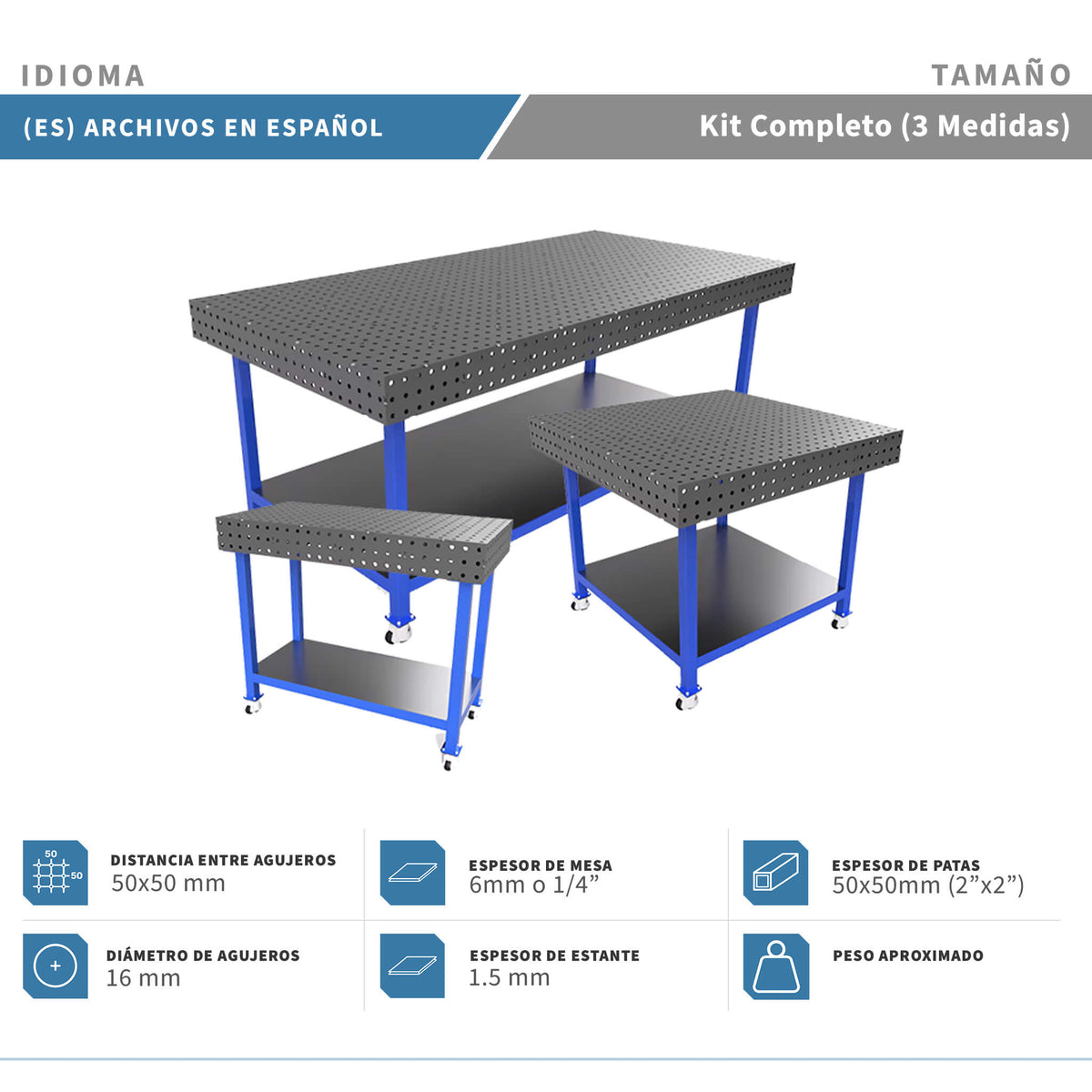 Planos para Mesas Modulares de Soldadura - Acero de 6mm o 1/4"