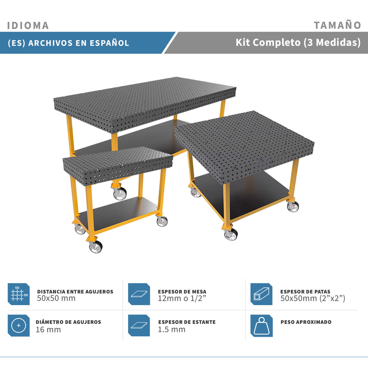 Planos para Mesas Modulares de Soldadura - Acero de 12mm o 1/2"