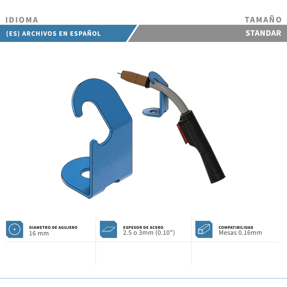Planos para Pedestal de Sujeción - Pistola MIG - Acero de 2.5 a 3mm