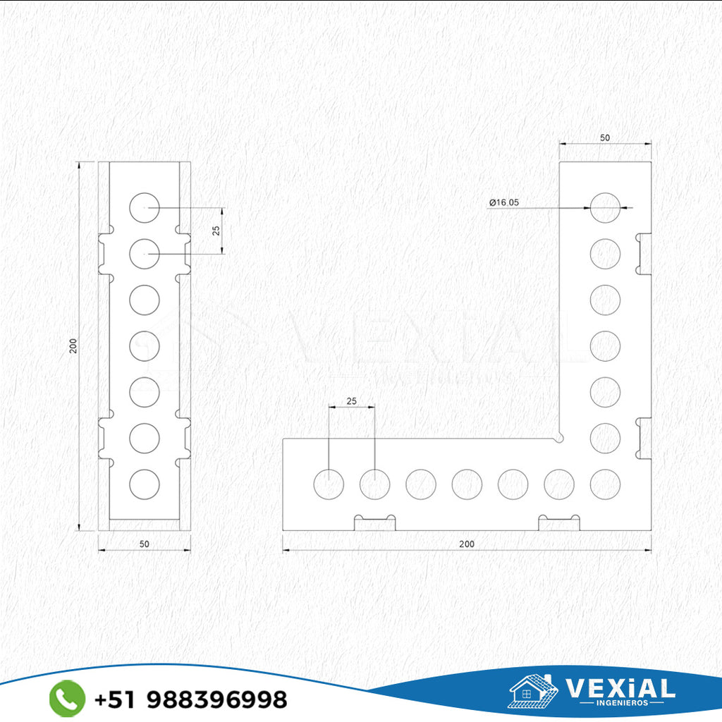 ARCHIVOS PARA FABRICAR ESCUADRAS L 90° (50 × 200 × 200 mm)