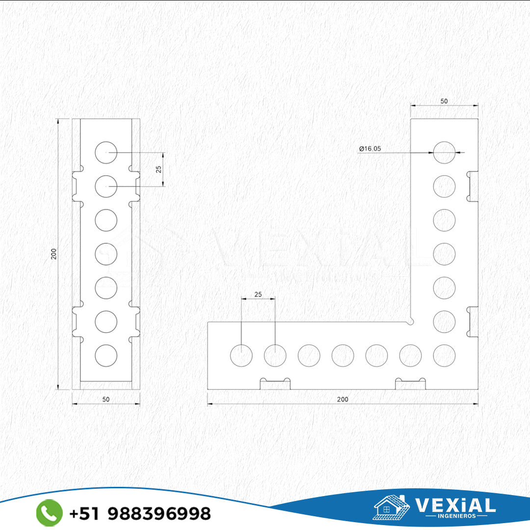 ARCHIVOS PARA FABRICAR ESCUADRAS L 90° (50 × 200 × 200 mm)