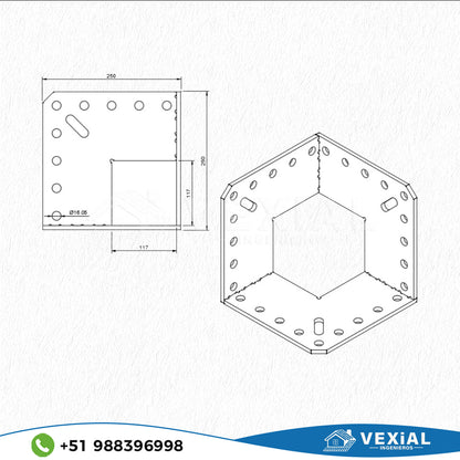 PLANOS DE SUJECION DE ESQUINAS PARA MESAS DE SOLDADURA (150x150×67×8 mm)