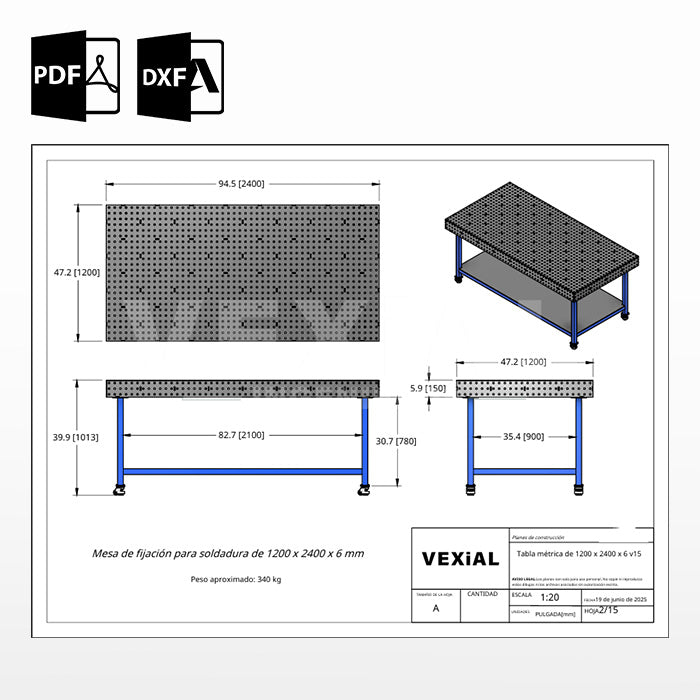 PLANOS PARA MESAS DE SUJECIÓN PARA SOLDADOR (plancha 6 mm)