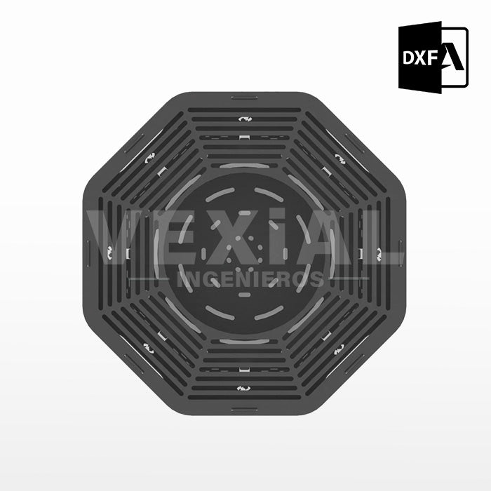 ARCHIVOS DXF PARA PARRILLA OCTAGONAL PEGLABLE (630x630x253(h)mm) - MALETIN