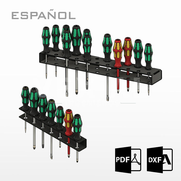 PLANOS PARA ORGANIZADOR DE PARED DE DESTORNILLADORES - 2 TAMAÑOS