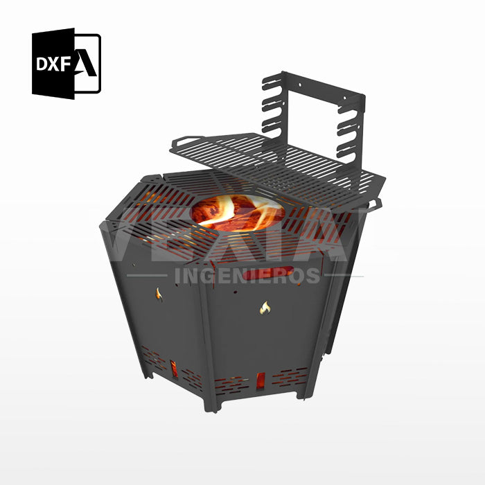ARCHIVOS DXF PARA PARRILLA BAJA EXAGONAL PLEGABLE (469 x 469 x 453(h)+277(h)) - MALETIN